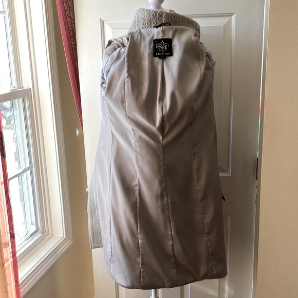 Mackage Virgin Wool Blend Woven Coat Leather Trim Light Gray Size M - Picture 15 of 15